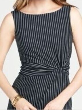 Ann Taylor Black Pinstripe Midi Dress
